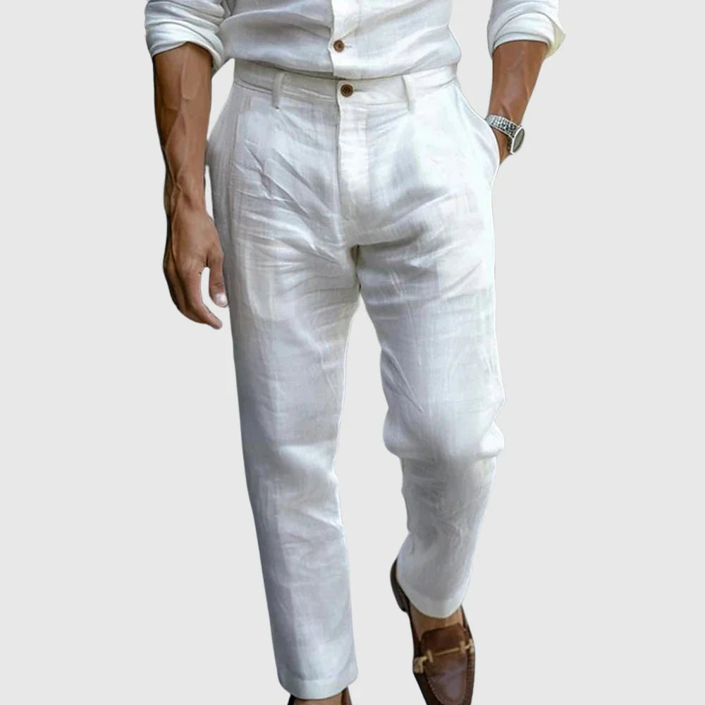 Leopold | Tailored Trousers Beige Linen Lightweight for Men