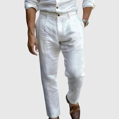 Leopold | Tailored Trousers Beige Linen Lightweight for Men