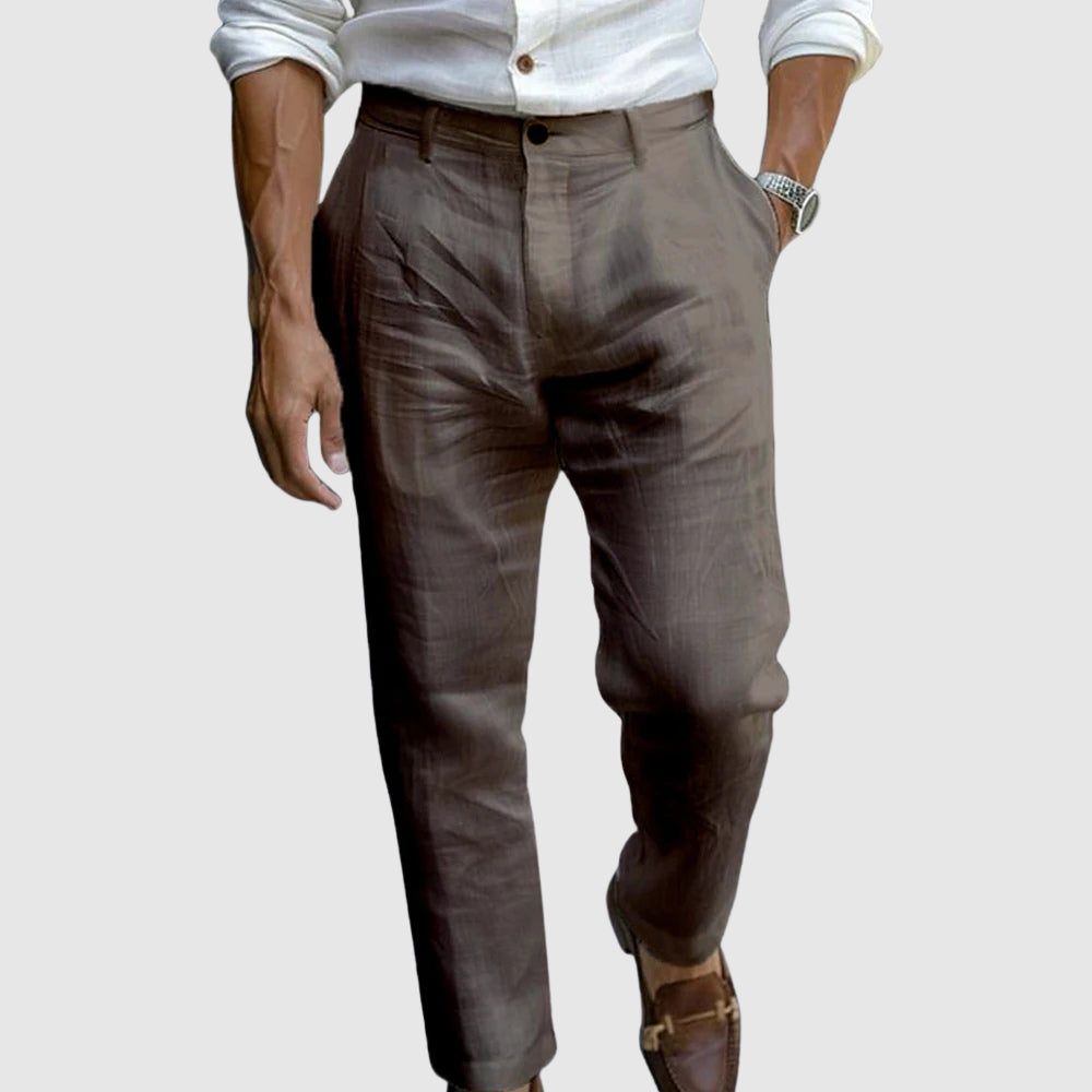 Leopold | Tailored Trousers Beige Linen Lightweight for Men