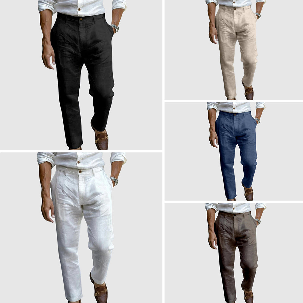 Leopold | Tailored Trousers Beige Linen Lightweight for Men