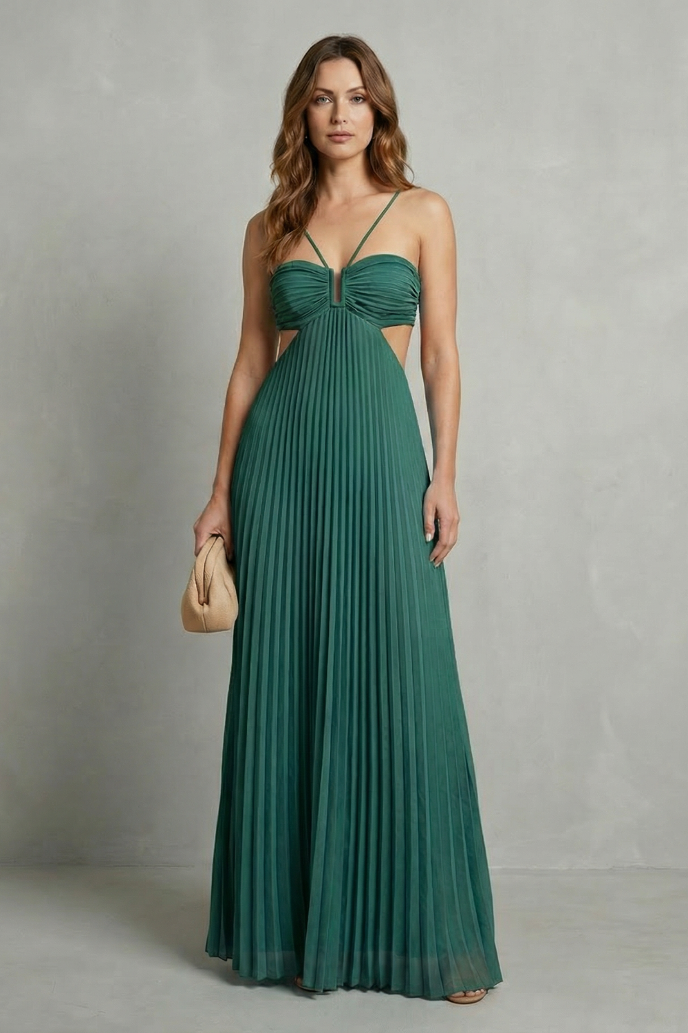 Isadora | Maxi Dress Sky Blue Pleated Cut-Out Halter for Women