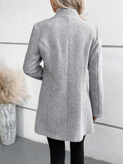 Saoirse | Overcoat Grey Herringbone Tweed Single-Button for Women