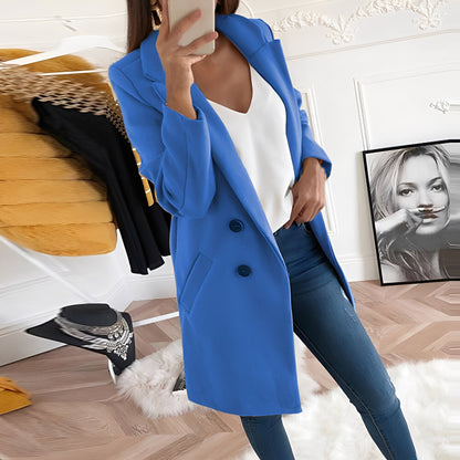 Phoebe | Overcoat Pink Wool-Blend Double-Breasted Tailored for Women