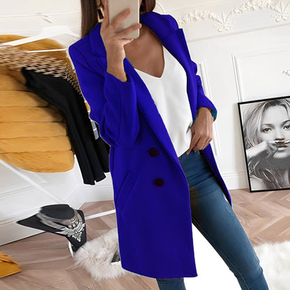 Phoebe | Overcoat Pink Wool-Blend Double-Breasted Tailored for Women