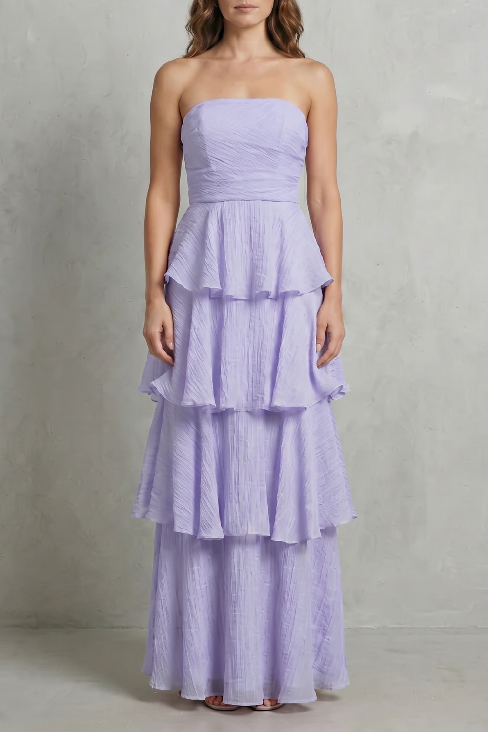 Phoebe | Maxi Dress Butter Yellow Chiffon Strapless Tiered for Women
