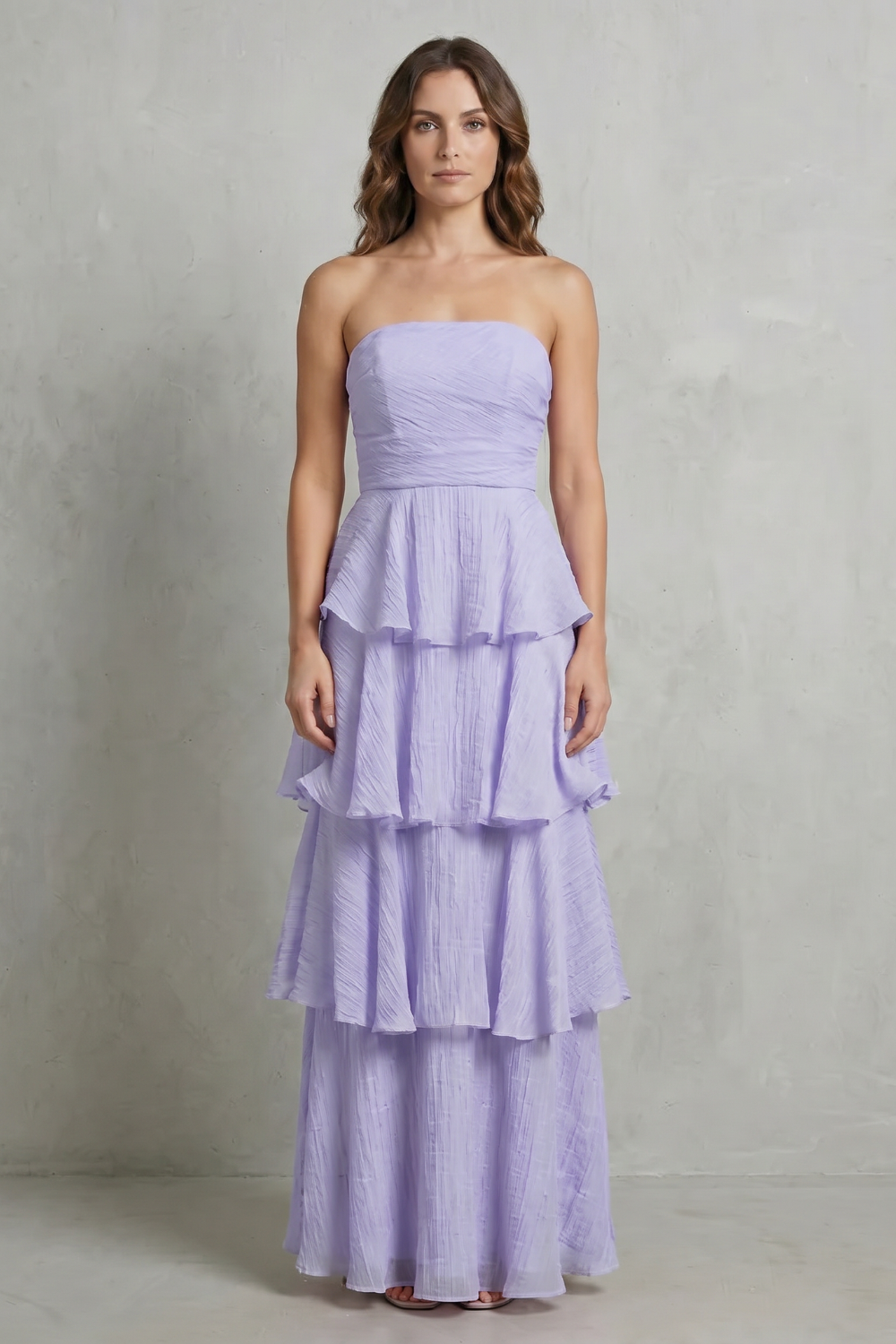 Phoebe | Maxi Dress Butter Yellow Chiffon Strapless Tiered for Women
