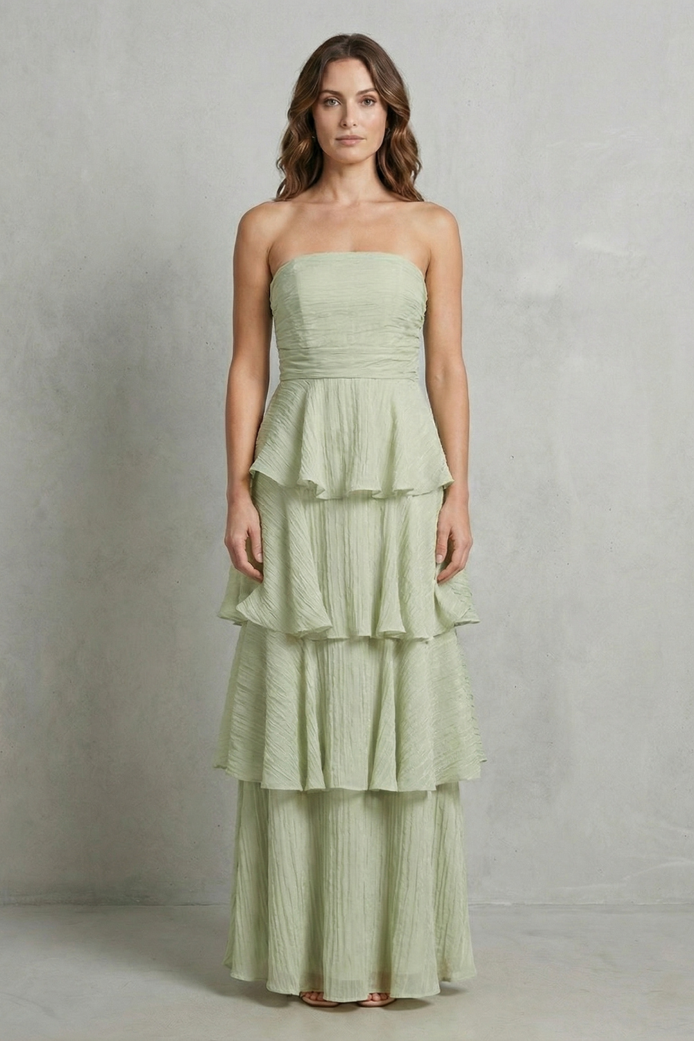 Phoebe | Maxi Dress Butter Yellow Chiffon Strapless Tiered for Women