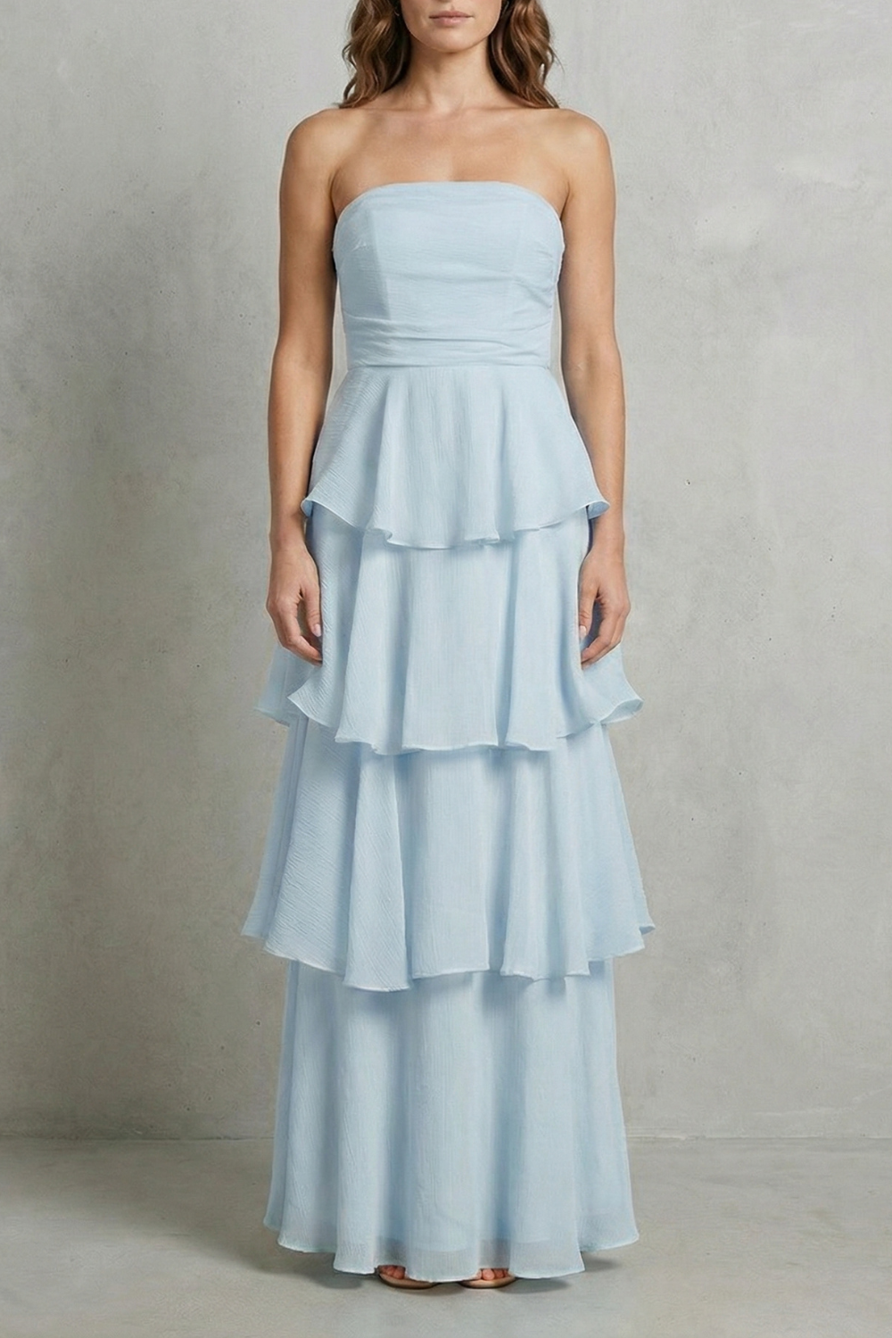 Phoebe | Maxi Dress Butter Yellow Chiffon Strapless Tiered for Women
