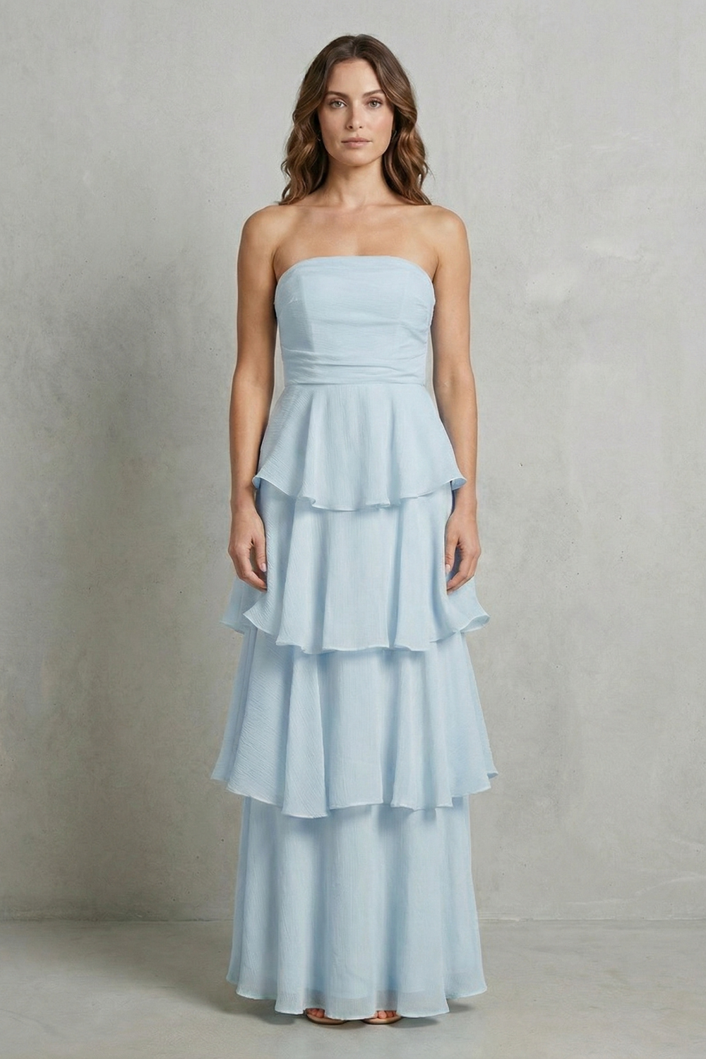 Phoebe | Maxi Dress Butter Yellow Chiffon Strapless Tiered for Women
