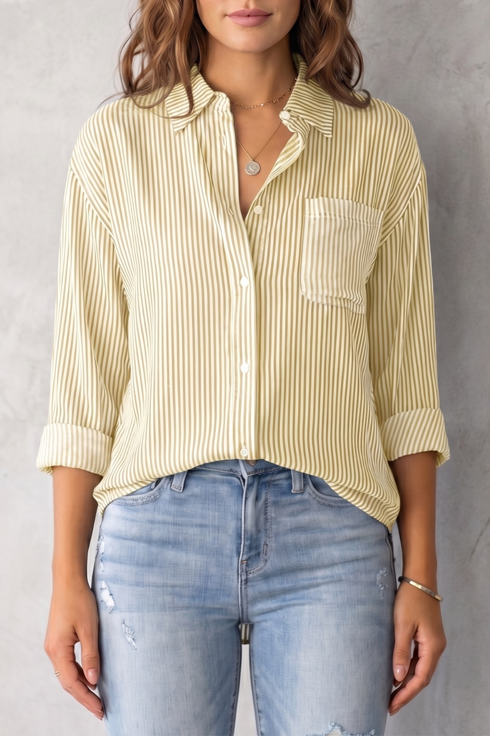Phoebe | Shirt Blue White Stripe Cotton Relaxed Fit for Women