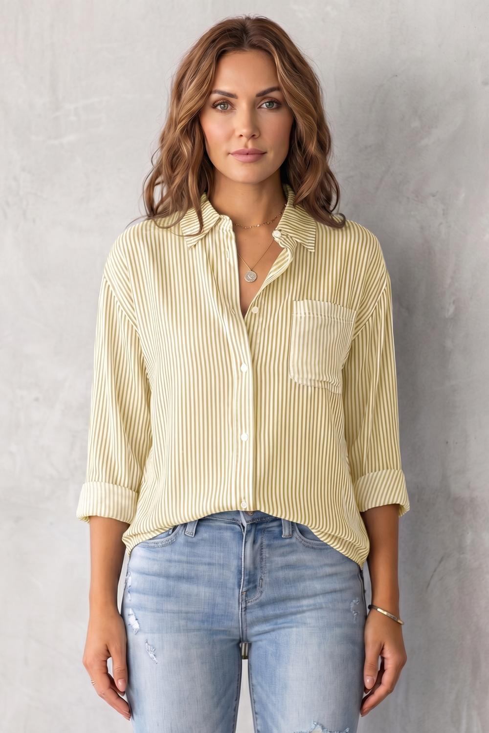 Phoebe | Shirt Blue White Stripe Cotton Relaxed Fit for Women