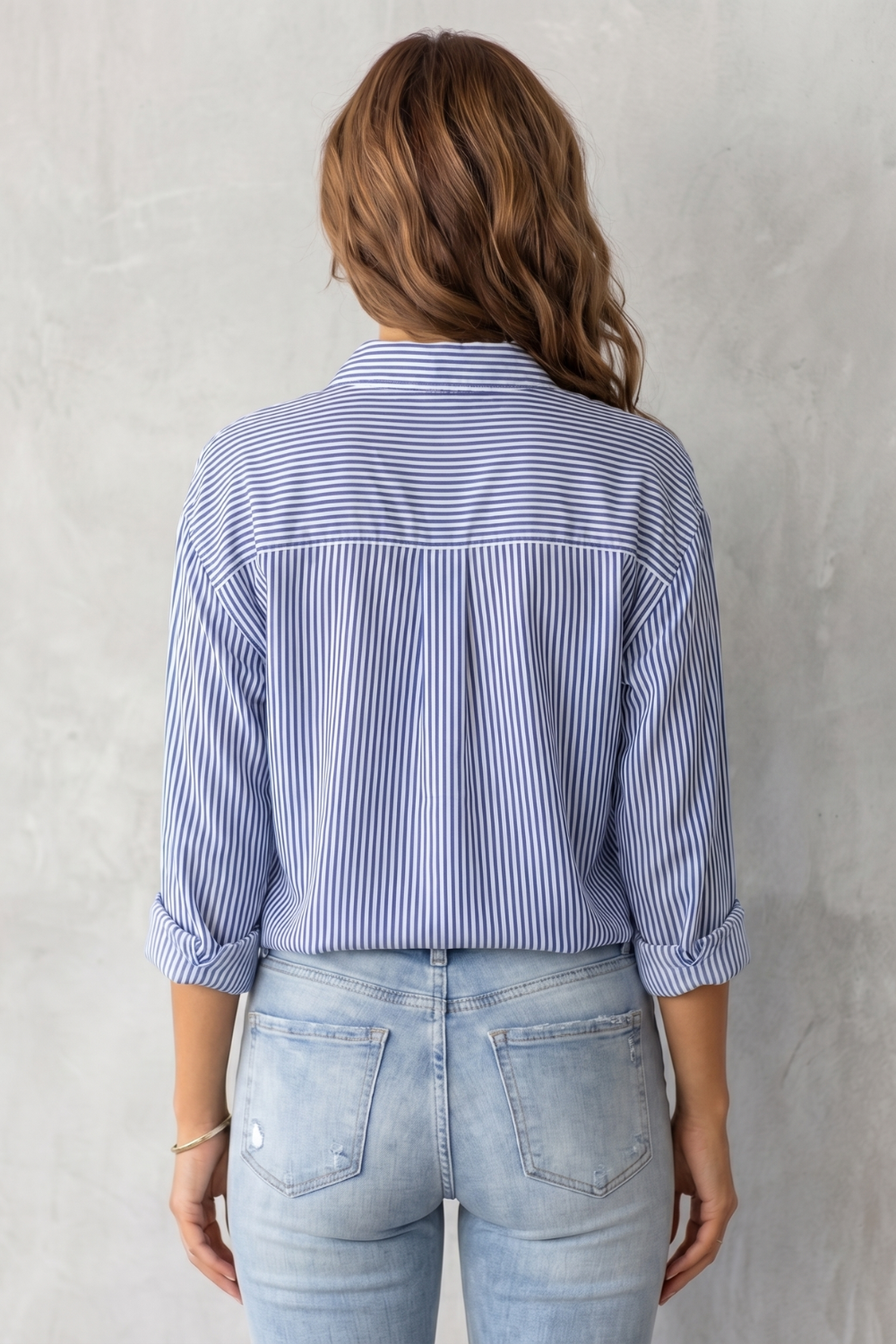 Phoebe | Shirt Blue White Stripe Cotton Relaxed Fit for Women
