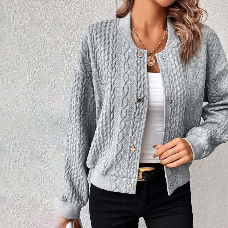 Celia | Cardigan Pink Cable Knit Cropped Button-Front for Women