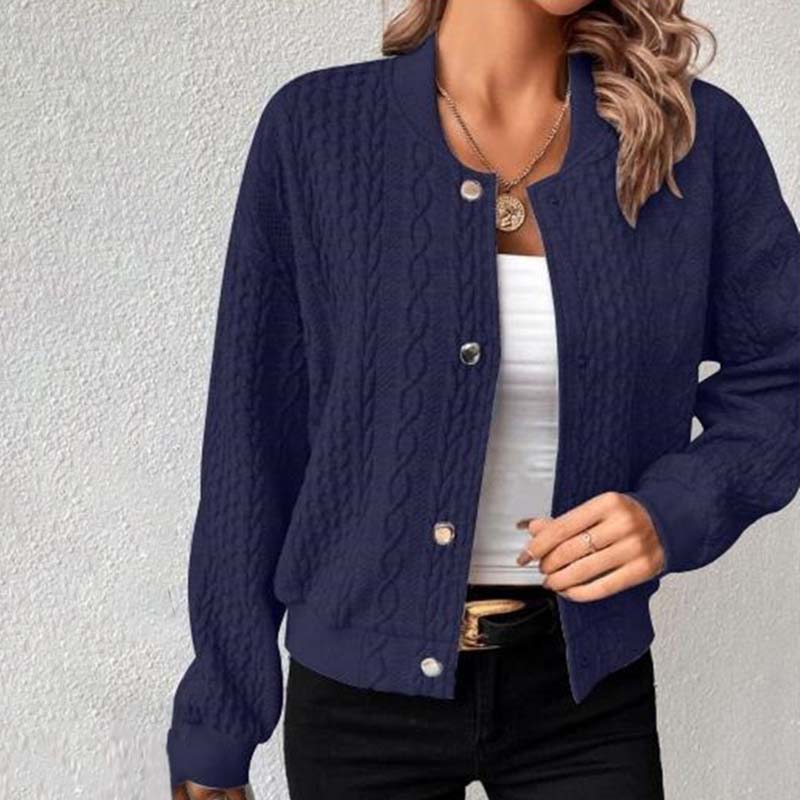 Celia | Cardigan Pink Cable Knit Cropped Button-Front for Women