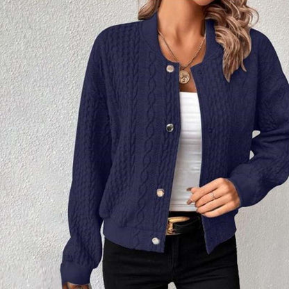 Celia | Cardigan Pink Cable Knit Cropped Button-Front for Women