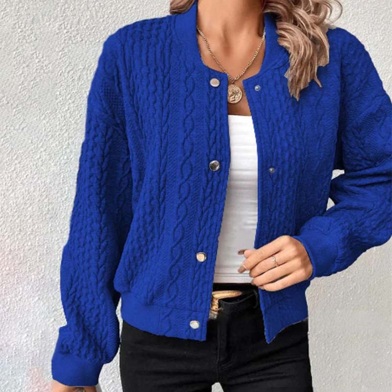 Celia | Cardigan Pink Cable Knit Cropped Button-Front for Women