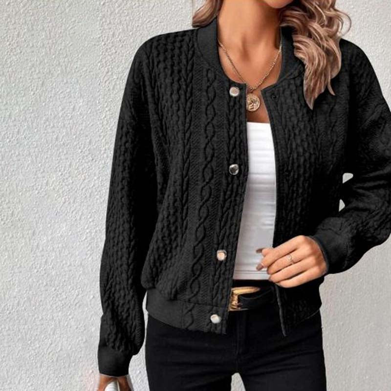 Celia | Cardigan Pink Cable Knit Cropped Button-Front for Women