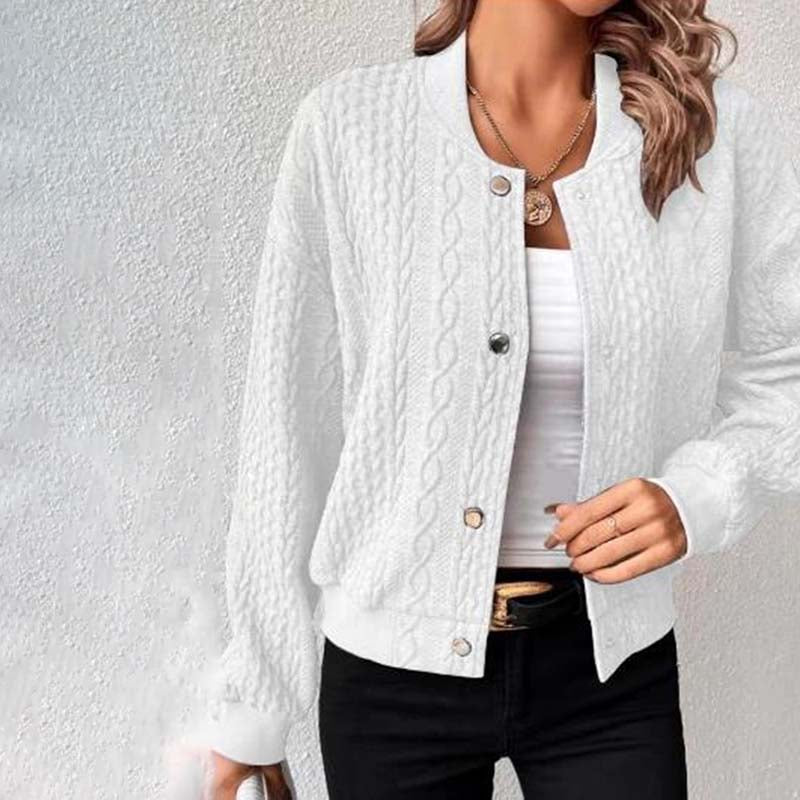 Celia | Cardigan Pink Cable Knit Cropped Button-Front for Women