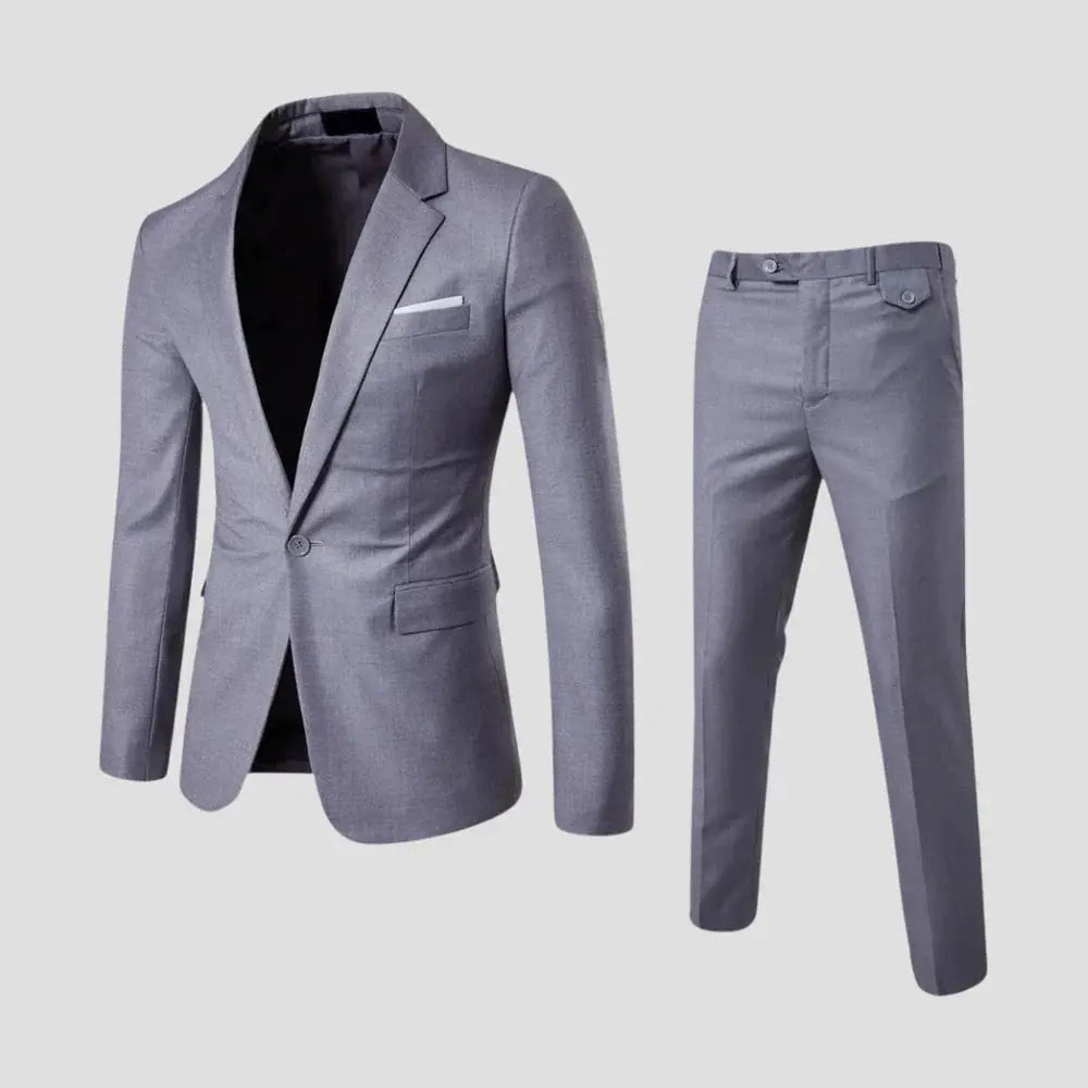 Piers | Suit Grey Wool-Blend Slim Fit Single-Breasted for Men