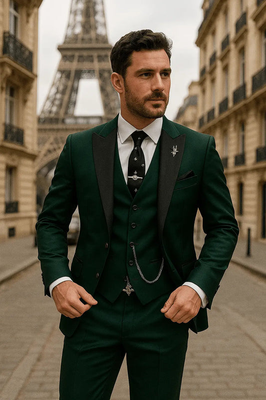 Benedict | Suit Emerald Green Three-Piece Slim Fit for Men