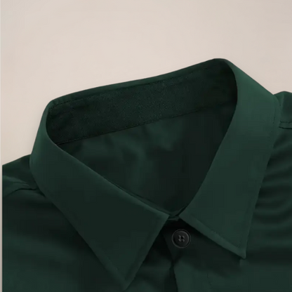 Angus | Long Sleeve Shirt Dark Green Slim Fit Button-Down for Men