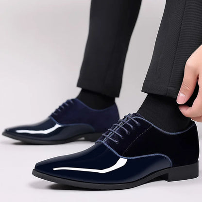 Henry | Oxford Dress Shoes Navy Patent Leather Velvet Lace-Up for Men