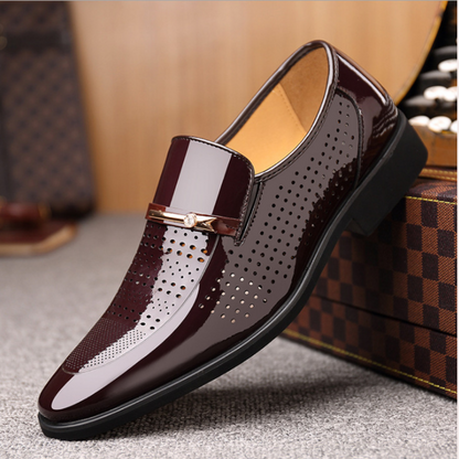 Barnaby | Dress Shoes Black Patent Slip-On Metal Bar Pointed Toe for Men