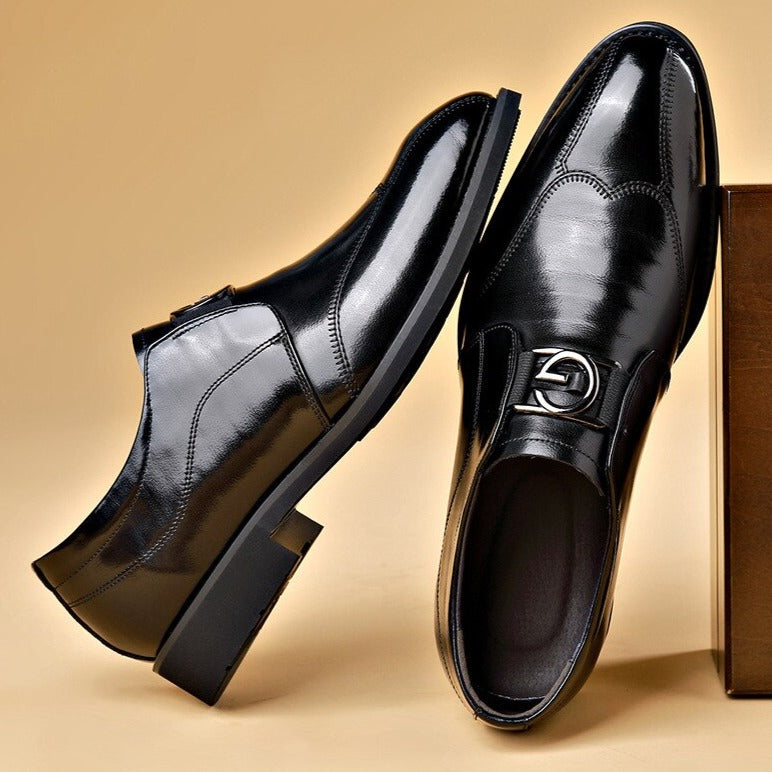 Ewan | Loafers Brown Vegan Leather Buckle Detail Slip-On for Men