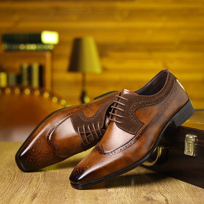 Rory | Oxford Shoes Brown Two-Tone Vegan Leather Wingtip Brogue for Men
