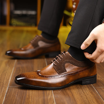 Rory | Oxford Shoes Brown Two-Tone Vegan Leather Wingtip Brogue for Men