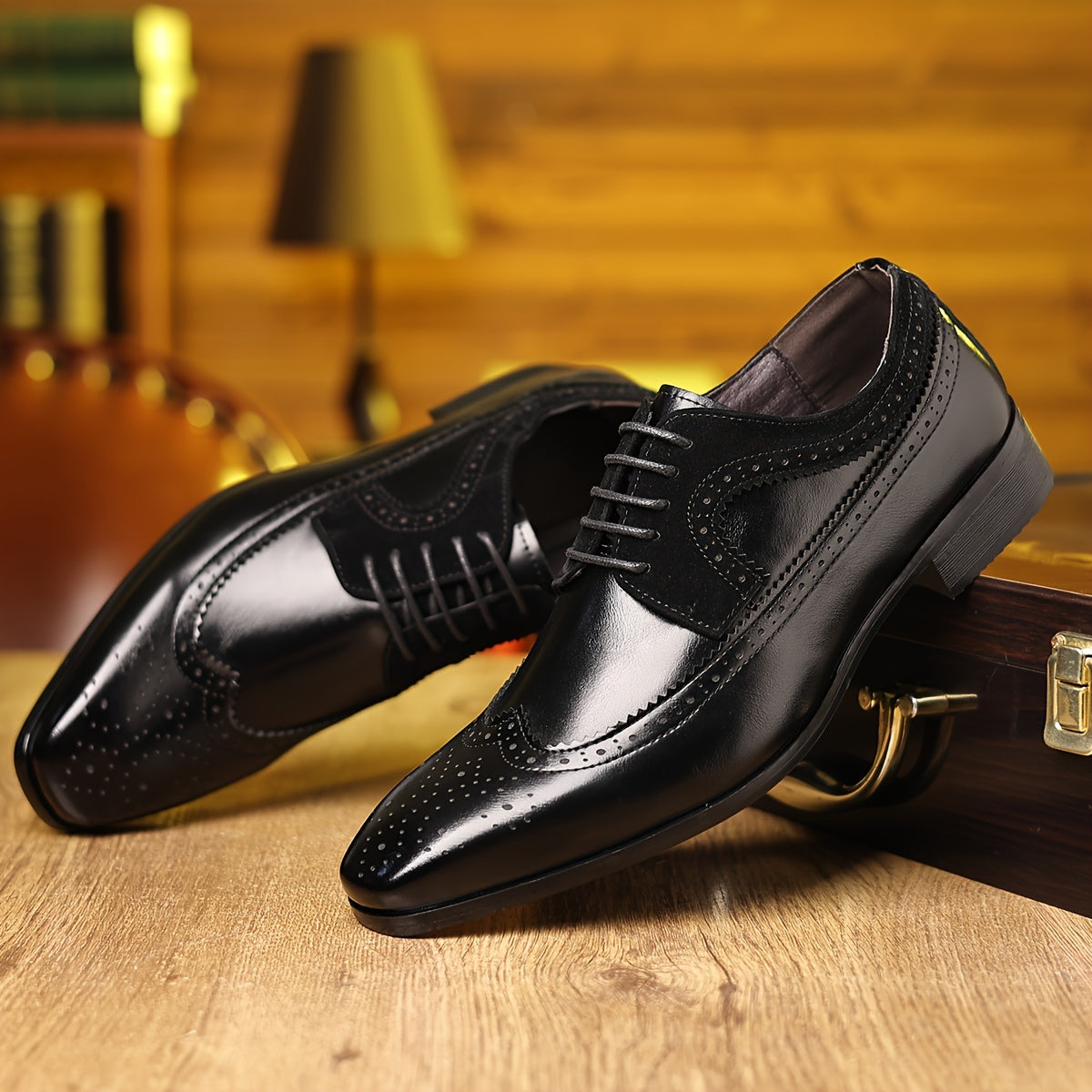Rory | Oxford Shoes Brown Two-Tone Vegan Leather Wingtip Brogue for Men