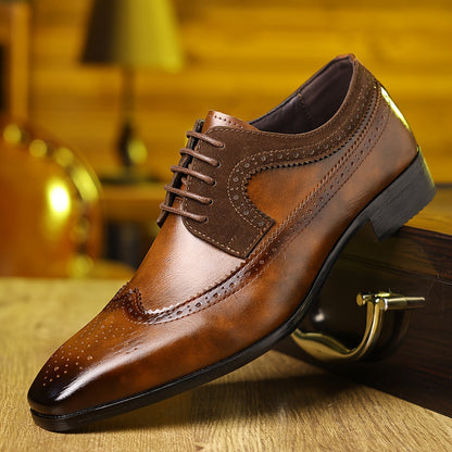 Rory | Oxford Shoes Brown Two-Tone Vegan Leather Wingtip Brogue for Men