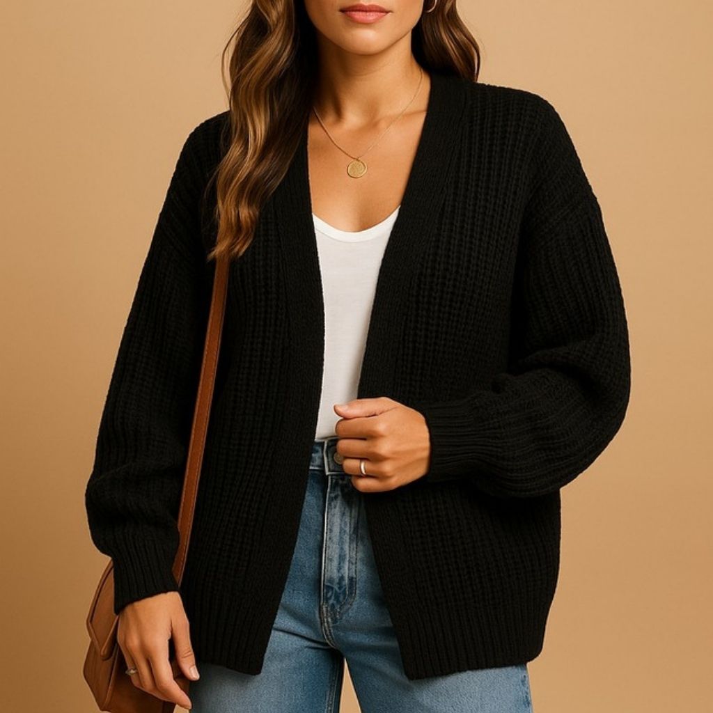 Lacey | Cardigan Cream Chunky Knit Open-Front Oversized for Women