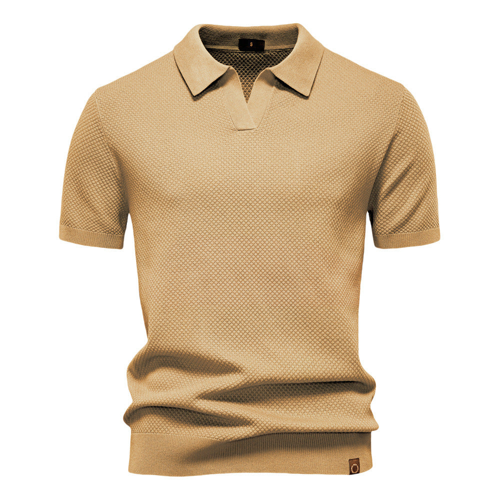 Tristan | Polo Shirt Cream Knit Open Collar Short Sleeve for Men