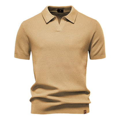 Tristan | Polo Shirt Cream Knit Open Collar Short Sleeve for Men