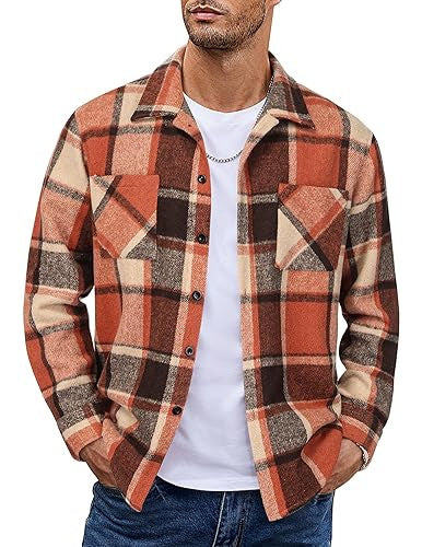 Ivor | Shirt Jacket Khaki Plaid Brushed Flannel for Men