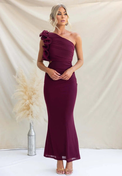 Serena | Maxi Dress Sage Green One-Shoulder Ruffle Detail for Women