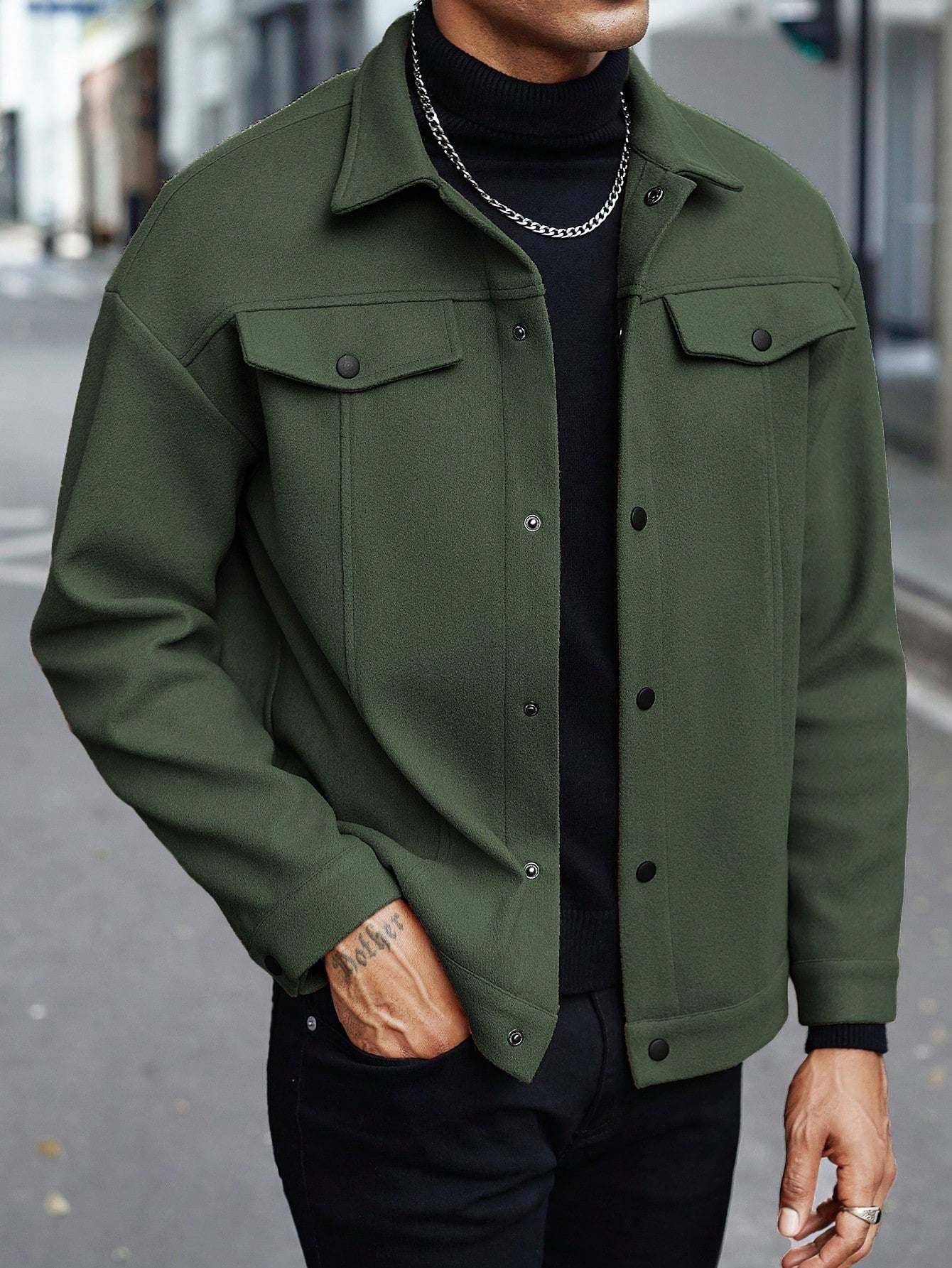 Kit | Trucker Jacket Cream Brushed Felt Button-Front for Men