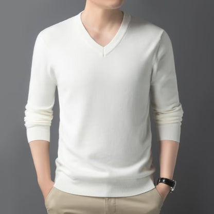 Callum | V-Neck Sweater Grey Knit Long Sleeve for Men
