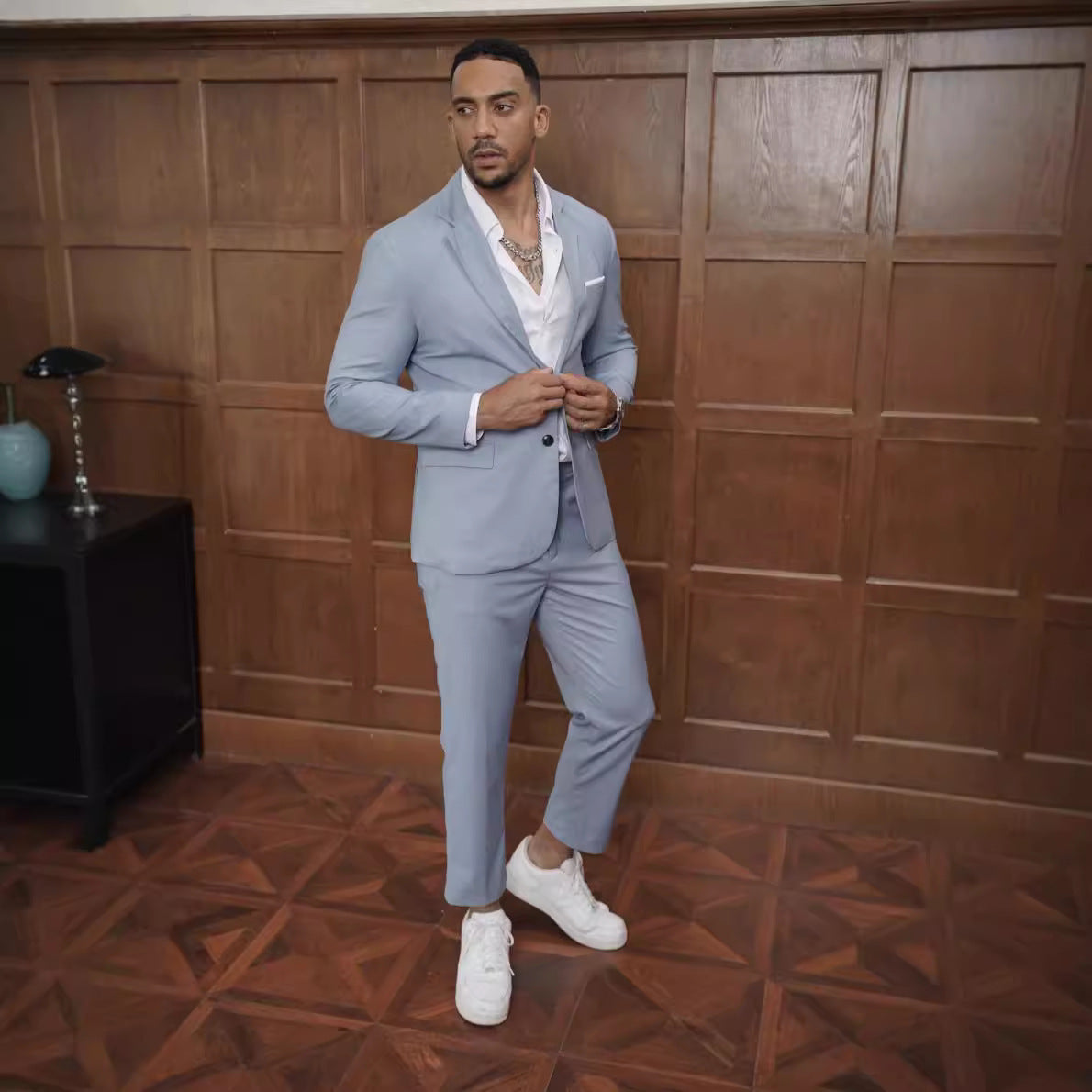 Leander | Suit Light Blue Slim Fit Single Button Notch Lapel for Men