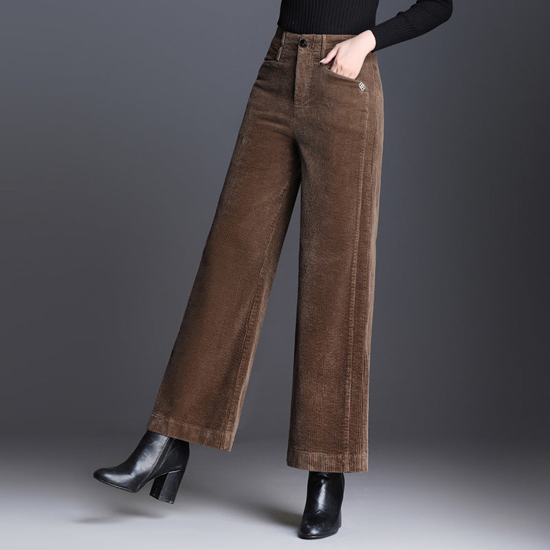 Martha | Wide-Leg Trousers Brown Corduroy High-Waist for Women