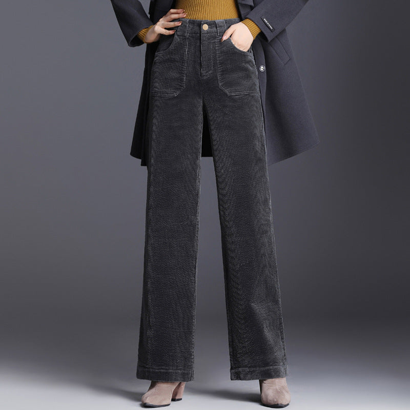 Martha | Wide-Leg Trousers Brown Corduroy High-Waist for Women