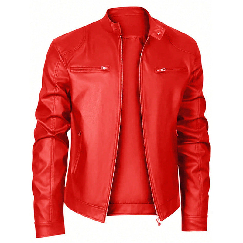 Stanley | Biker Jacket Black Faux Leather Slim Fit for Men