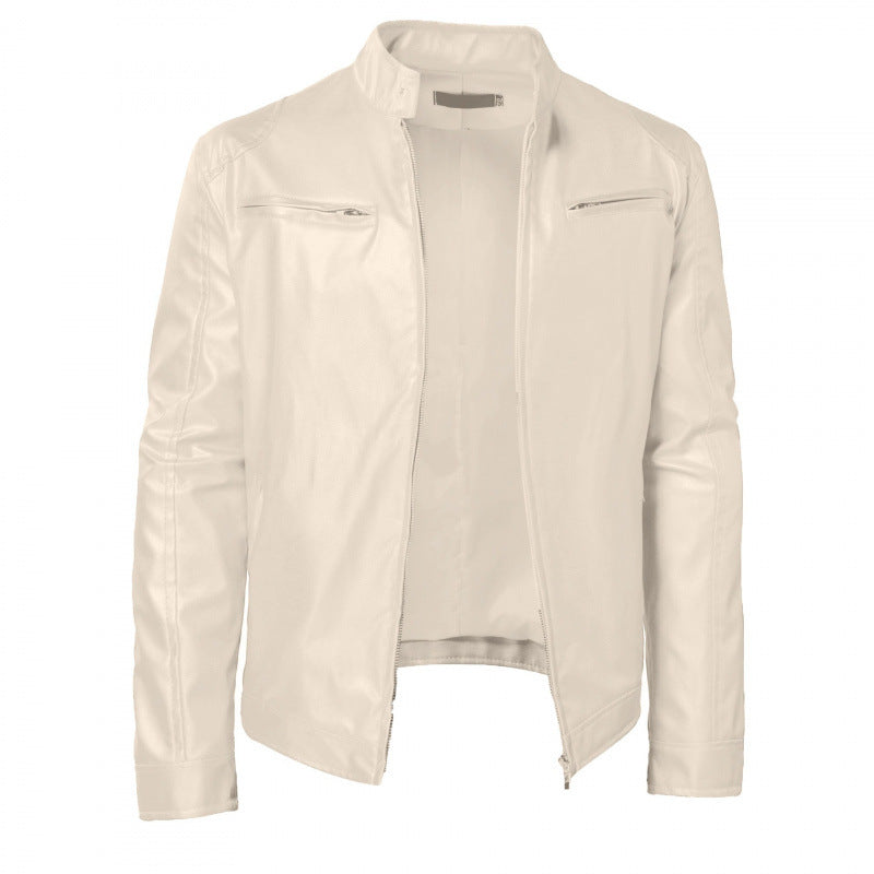 Stanley | Biker Jacket Black Faux Leather Slim Fit for Men
