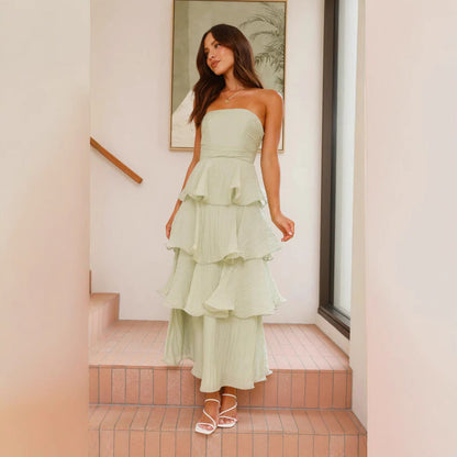 Phoebe | Maxi Dress Lilac Strapless Tiered Ruffle Wedding Guest for Women