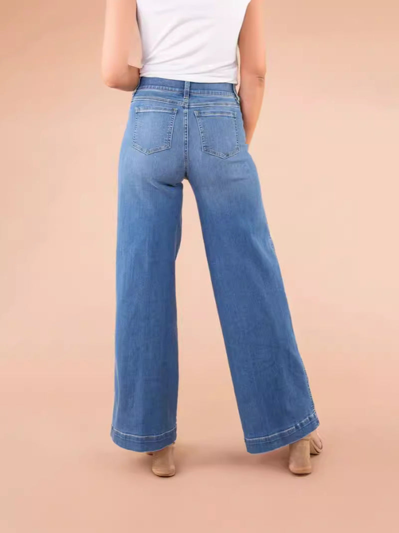 Cecily | Wide-Leg Jeans Medium Blue Denim High-Waist for Women