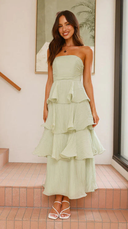 Phoebe | Maxi Dress Lilac Strapless Tiered Ruffle Wedding Guest for Women