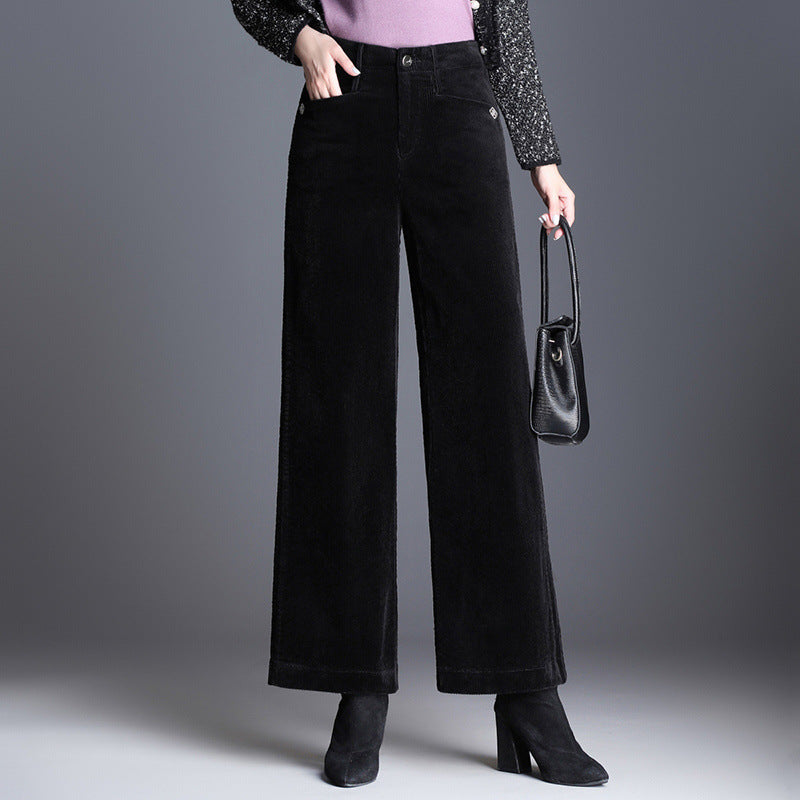 Martha | Wide-Leg Trousers Brown Corduroy High-Waist for Women