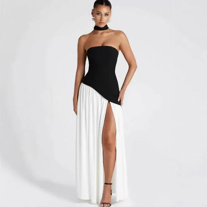 Winsome | Maxi Party Dress Yellow Chiffon Strapless Halter Wrap for Women