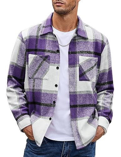 Ivor | Shirt Jacket Khaki Plaid Brushed Flannel for Men